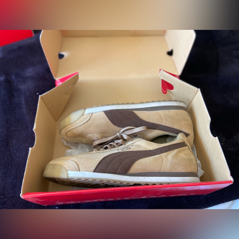 Puma Beige Sneakers with Brown Accents